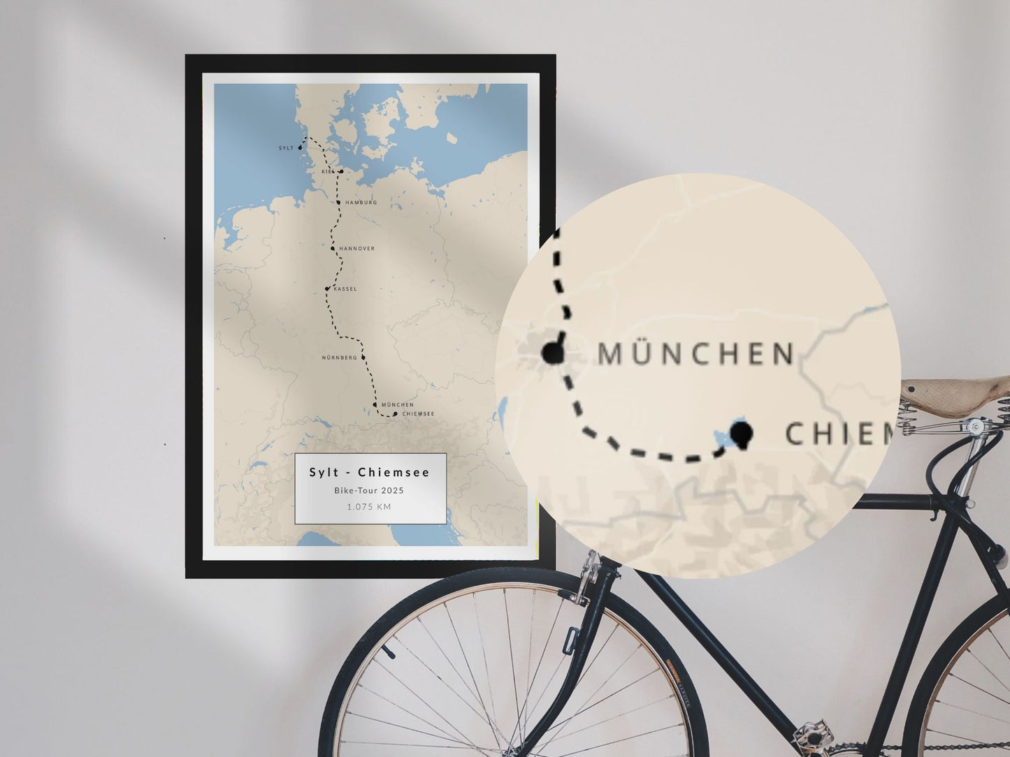 Memomap Reiseposter im Rahmen von einer Fahrradtour