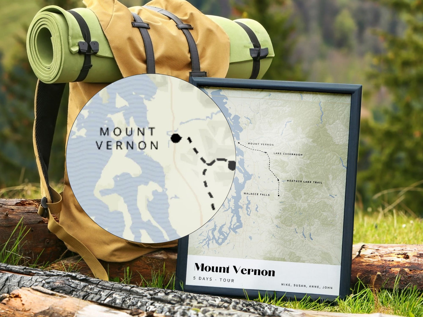 Reiseposter, Persoanlisiertes Wander Reise Poster