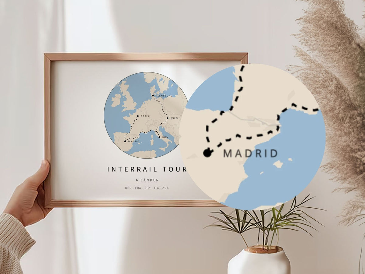 Dein Interrail als Reise Poster - Mit deiner Route!