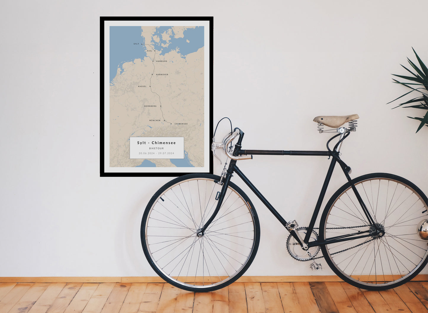 Memomap Reiseposter im Rahmen von einer Fahrradtour